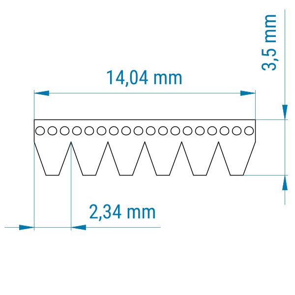1x Keilrippenriemen PJ 1651 – 6 Rippen, Wirklänge 1651 Mm, Neoprene/Polyester, Für Kraftschlüssige Antriebe, Langlebig