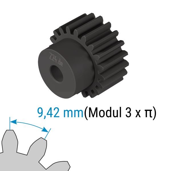 Kunststoff-Zahnrad Modul 3 - 24 Zähne, mit Nabe (Nr. 422728) · Z24.de