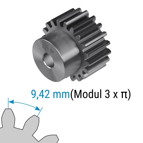 Stirnzahnrad Modul 3 - 30 Zähne, mit Nabe (Nr. 422294) · Z24.de