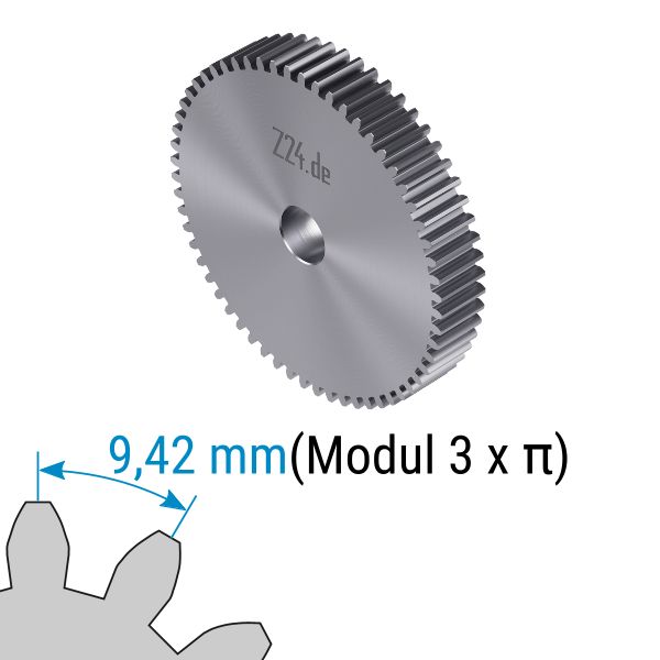 Edelstahl-Zahnrad Modul 3 - 50 Zähne, ohne Nabe (Nr. 431065) · Z24.de