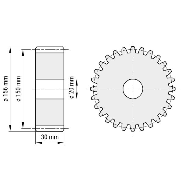Edelstahl-Zahnrad Modul 3 - 50 Zähne, ohne Nabe (Nr. 431065) · Z24.de