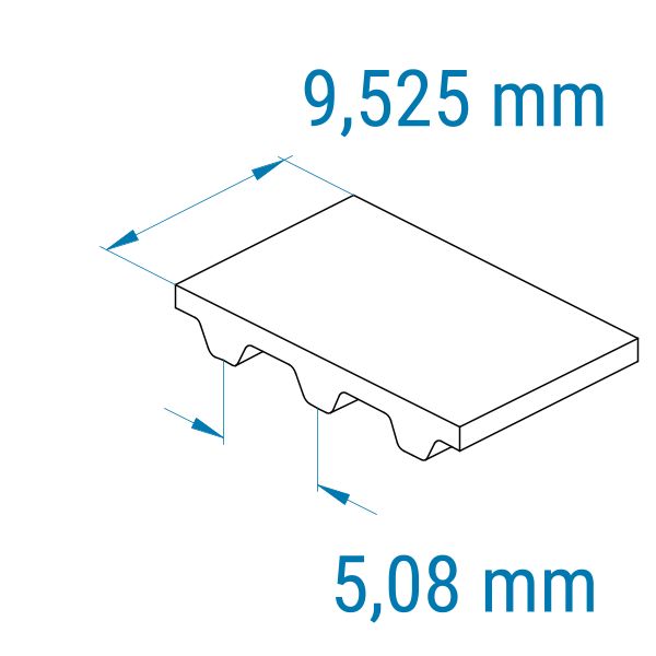 Produktbild von 2x Uxcell 190XL 037 Zahnriemen – 95 Zähne, 0,37 Zoll Breite, Gummi