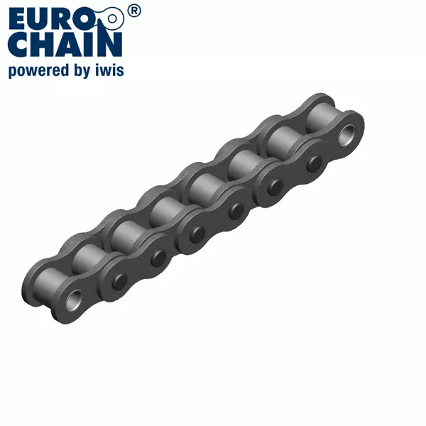 Graue Rollen­kette mit mehreren Gliedern, stilisierte Darstellung mit Eurochain-Logo in der oberen Ecke.