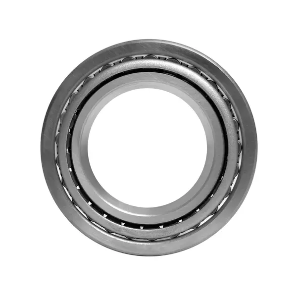 Rundes, metallisches Kegelrollenlager in Frontalansicht mit sichtbaren, gleichmäßig verteilten Rollen.