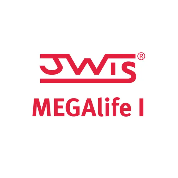 JWIS-Logo mit rotem Text "MEGAlife I" auf weißem Hintergrund.