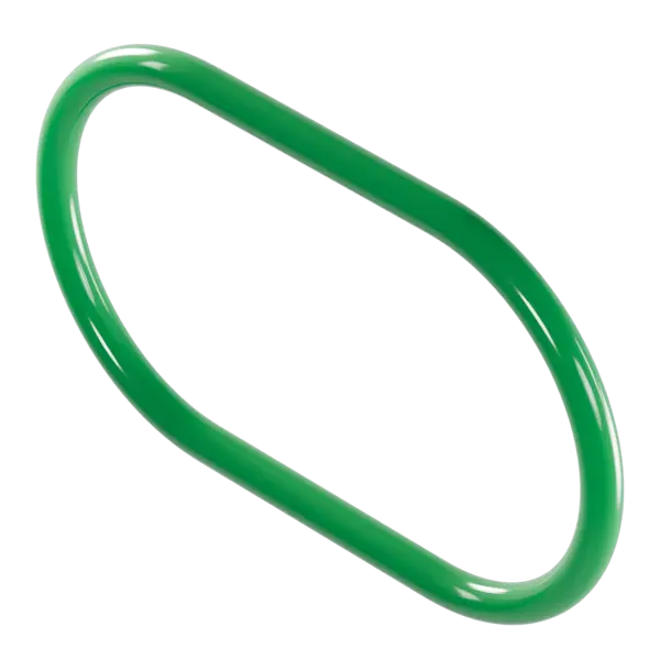 Grüner, oval geformter Rundriemen in Ringform, diagonal dargestellt.