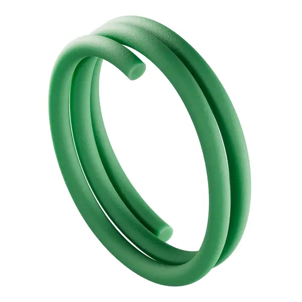 Grüne, runde Riemen in verschiedenen Durchmessern.