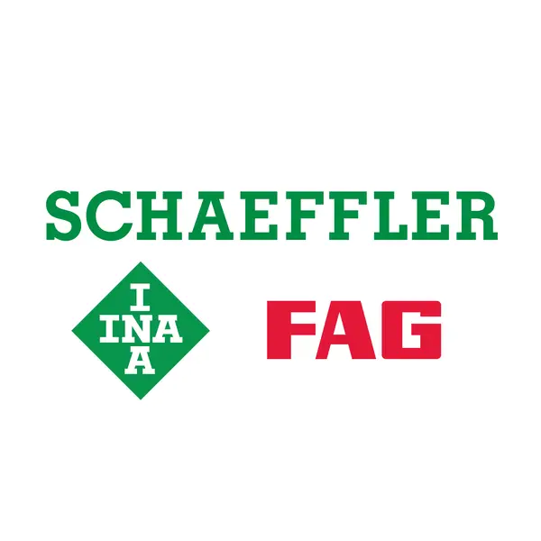 Schaeffler-Logo mit den Marken INA und FAG; INA-Logo ist in einem grünen Rautenrahmen, FAG-Logo in roten Buchstaben.