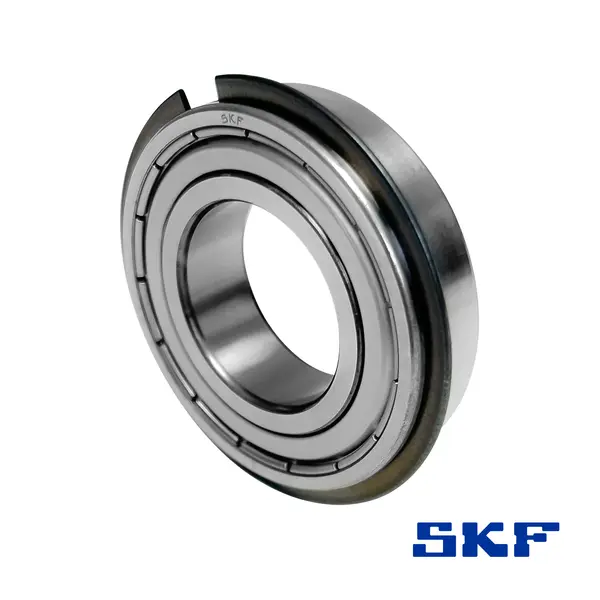 Ein Edelstahl-Rillenkugellager von SKF mit Kunststoffdichtung, in einer schrägen Ansicht