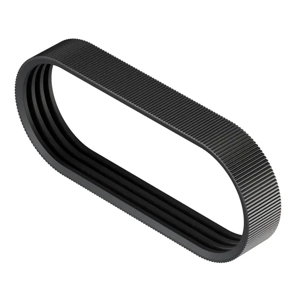 Schwarze Keilrippenriemen mit mehreren Rippen und einer klar sichtbaren Profilstruktur. Die Riemen zeigen eine abgestufte Form mit verstärkten Rippen.