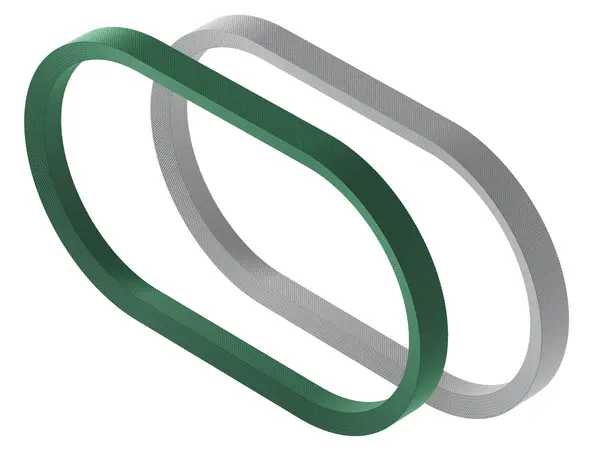 Grüner Keilriemen in ovaler, geschlossener Form.