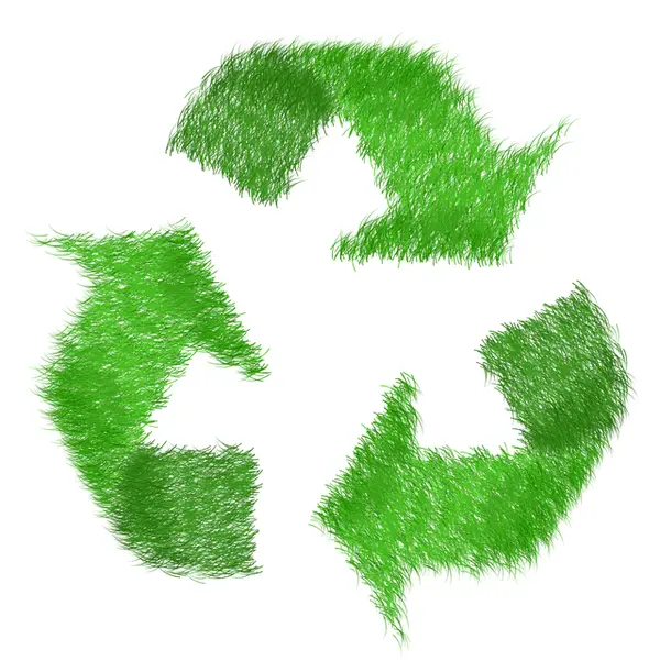 Grünes Recycling-Symbol aus Grastextur.