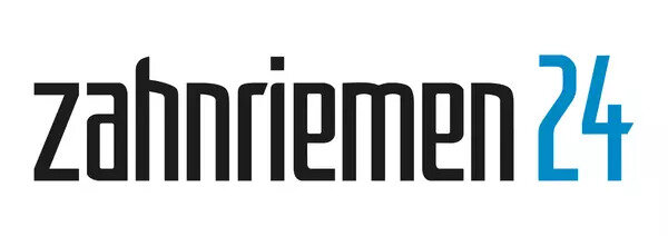 Zahnriemen24-Logo in schwarzer Schrift mit einer stilisierten blauen Zahl 24.